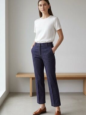 Pearl by Lela Rose Midnight Stretch Denim Cropped Pant – Size 4 – NWT